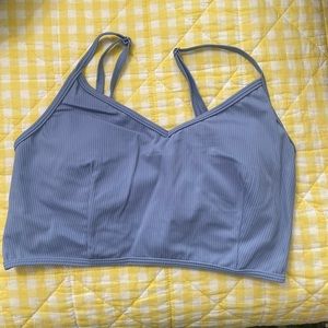 Kortni Jeane milky blue ribbed v’d crop, size large